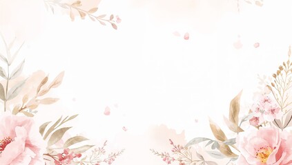 Fototapeta premium Beautiful Floral Arrangement Featuring Soft Pink Flowers and Green Leaves on a Light Background