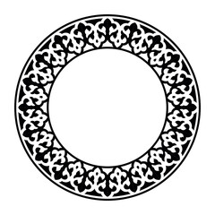Oriental vector round frame with arabesque, floral elements. Circle european border. Typical egyptian, assyrian and greek motives. Classic, elegant design is perfect for textile, engraving, forging