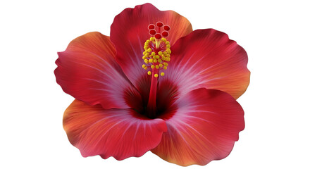 Vibrant red and orange hibiscus flower isolated on transparent background