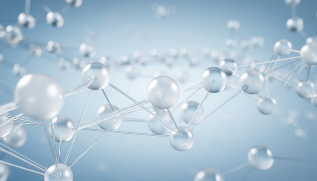 Abstract Molecular Structure Network on Blue Background