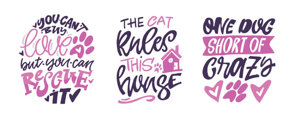 Funny hand drawn doodle lettering quote about pet lovers. Lettering for t-shirt design, mug print, bag print, clothes fashion. 100% hand drawn vector image.