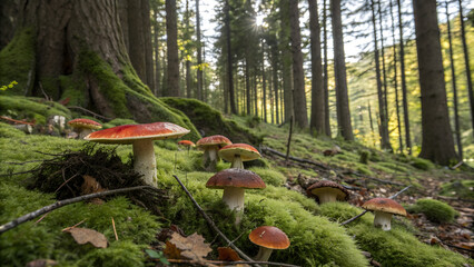 mushrooms in the forest