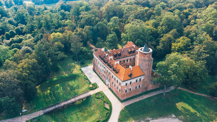 Aerial View of Historic Castle in Uniejow, Poland.