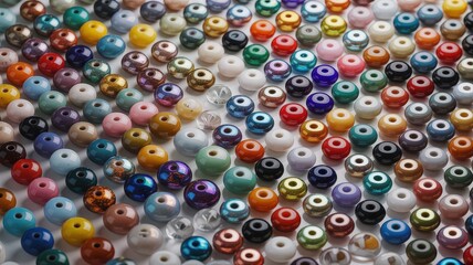 A Vibrant Assortment of Colorful Round Beads for Crafting and Jewelry Making.