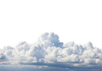 Fluffy white cloudscape isolated on transparent background, perfect for compositing
