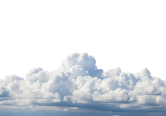 Fluffy white cloudscape isolated on transparent background, perfect for compositing