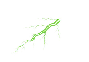 Green lightning bolt isolated on transparent background, a powerful and striking image