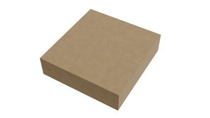 3D Render a brown box with a white background