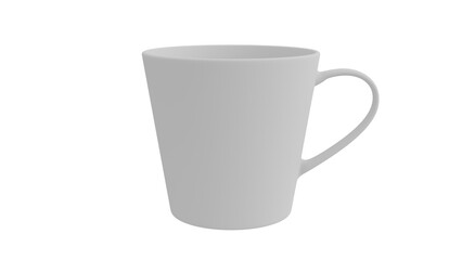 3D Render a white coffee cup with a handle on a white background