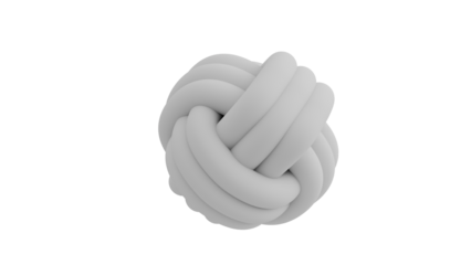 3D Render a ball of white colored material with a knot