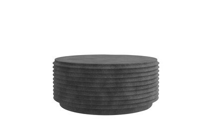3D Render a stack of black round stools on a white background