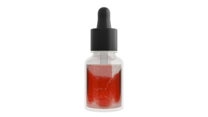 3D Render a bottle of red liquid with a black top