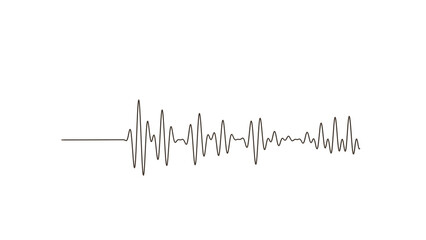 3D Render a line of sound waves on a white background
