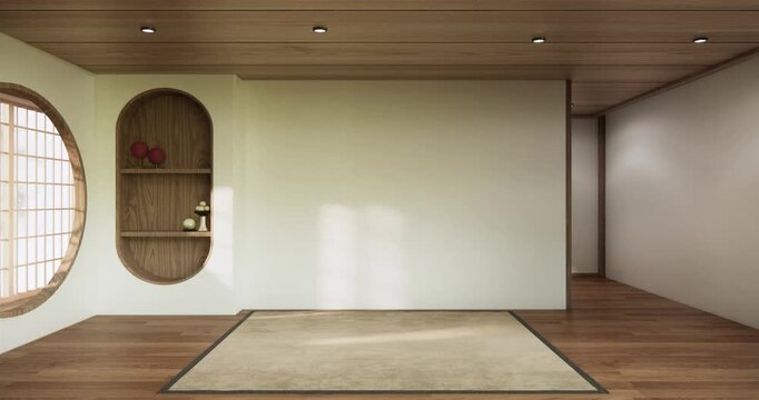 cleaning Interior, wood Empty room and wooden floor room modern style. 3D rendering