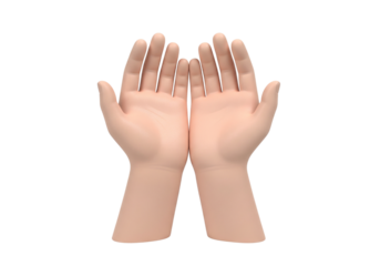 Two open hands isolated on transparent background, ready to receive or give something