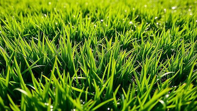 stolon. Lush green lawn with stolon network connecting grass clusters, morning dew. gardening catalogs, home-decor guides, designed for gardening and botanical catalogs, enhances decor appeal.