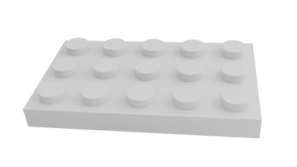 3D Render a white lego block with six white circles © Anh