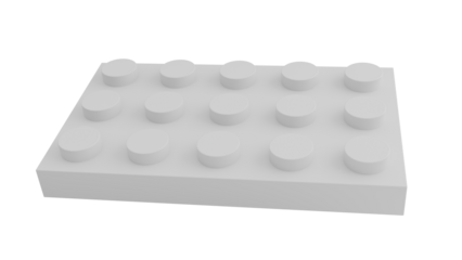 3D Render a white lego block with six white circles