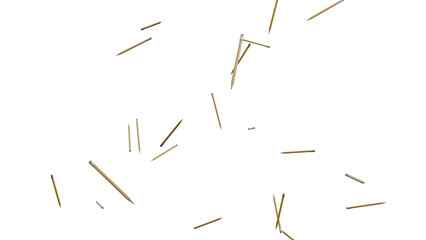 3D Render a bunch of matches are flying in the air