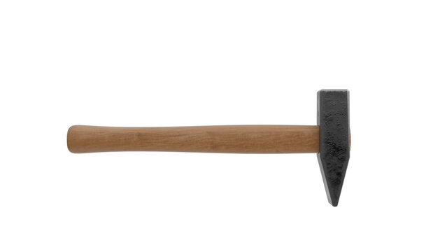 3D Render a hammer with a wooden handle on a white background