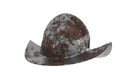 3D Render a brown and white cowboy hat with a large blade