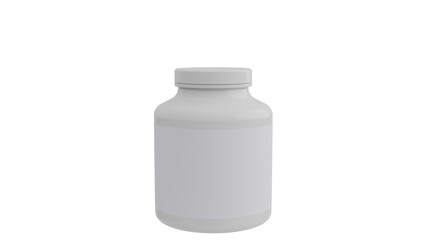 3D Render a white bottle with a white lid