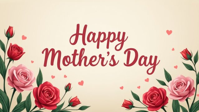 A colorful Mother's Day card filled with roses and hearts, perfect for expressing gratitude to mom
