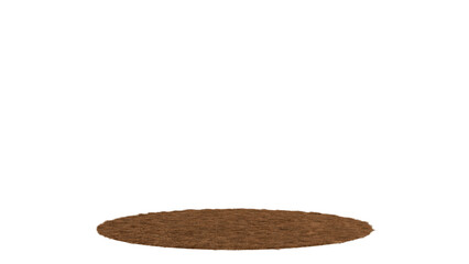 3D Render a brown dirt circle on a white background