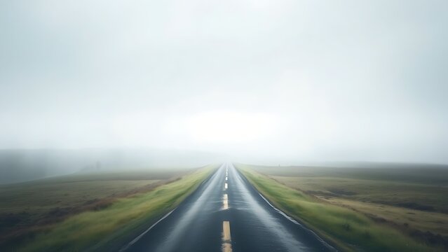 divergence. A conceptual image of a single path dividing into two roads in a misty landscape, symbolizing life choices and uncertainty. wellbeing guides.