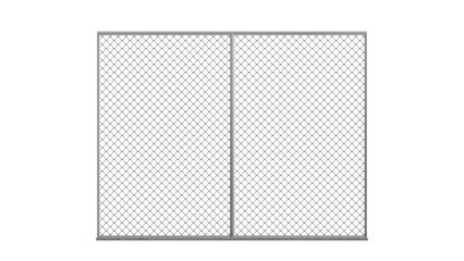 3D Render a metal gate with a chain link fence