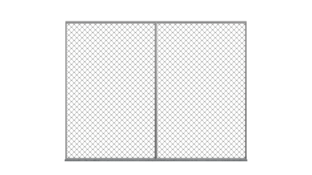 3D Render a metal gate with a chain link fence