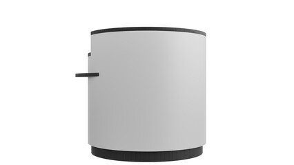 3D Render a white trash can with a black lid