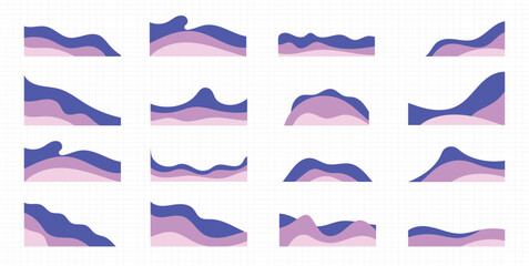 Abstract Corner Wave Background Elements Set Modern Gradient Layered Shapes Collection (Vector)