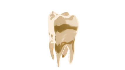 3D Render a tooth with a toothbrush on it