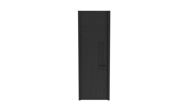 3D Render a black door with a handle on a white background