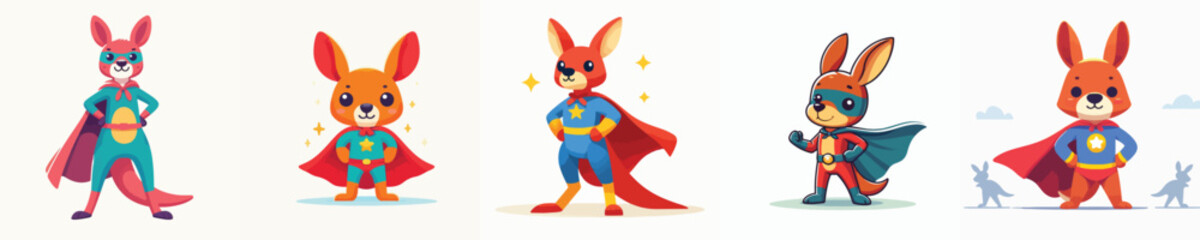 cute kangaroo vector in super hero costume