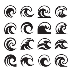Naklejka premium Collection of wave vector illustrations showcasing ocean waves and marine themes with abstract shape.eps