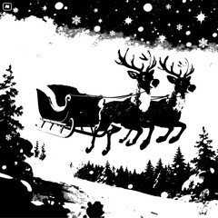 reindeer sled on the snow