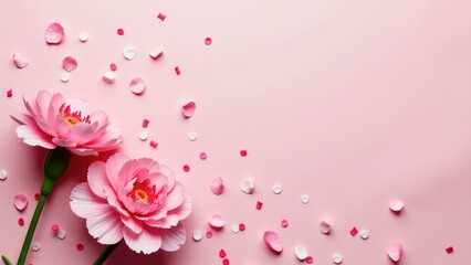 Two pink flowers on a bright pink background, ideal for branding and marketing materials
