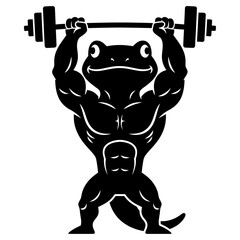 Strong Gecko Lizard Bodybuilder Lifting Barbell Vector