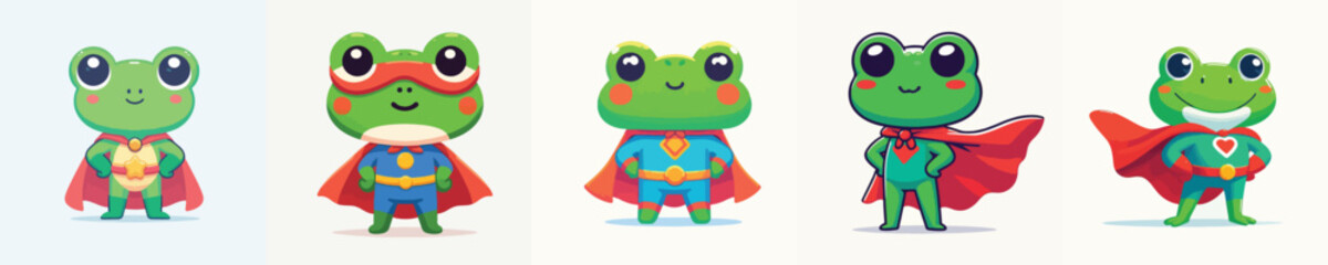 cute frog vector in superhero costume