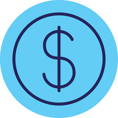 Dollar coin line icon