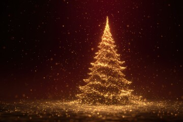 Glowing Golden Christmas Tree Lights on Dark Background &ndash; Festive Holiday Sparkle Art