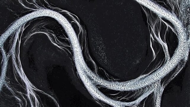 Abstract flowing patterns on dark surface