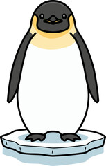 Cute Emperor Penguin Standing On Ice - Animal Character Illustration Isolated on Transparent Background