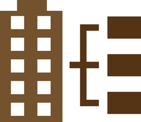 Fototapeta premium Brown building and list icon depicting real estate management and organization
