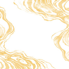 Hand drawn gold water or smoke element for frame background