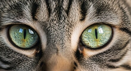 Close-Up Action of a Cat's Striking Green Eyes Captured in a Natural Indoor Environment