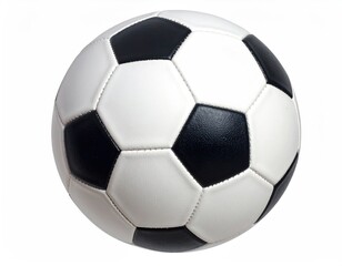 Round soccer ball with black pentagons, white hexagons