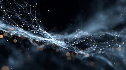 Glowing Neural Network Wave &ndash; Perfect for AI, ML, big data, metaverse